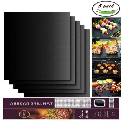 Aoocan Grill Mat Set of 5- 100% Non-stick BBQ Grill & Baking Mats