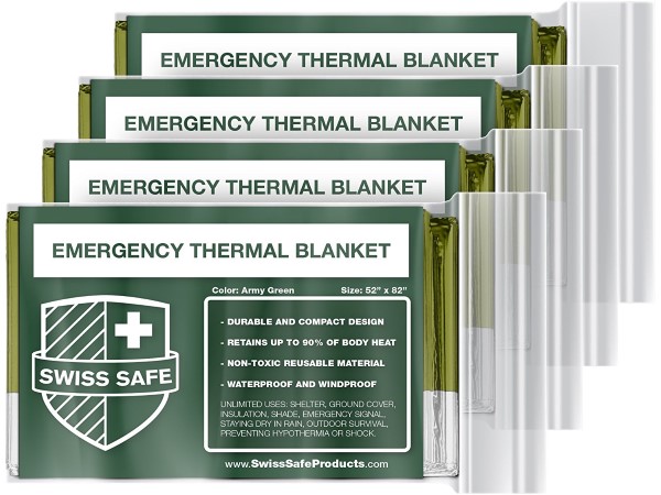 Emergency Mylar Thermal Blankets (4-Pack) + Designed for NASA