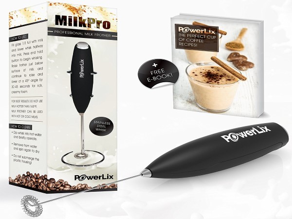 PowerLix Milk Frother Handheld Battery Operated Electric Foam Maker